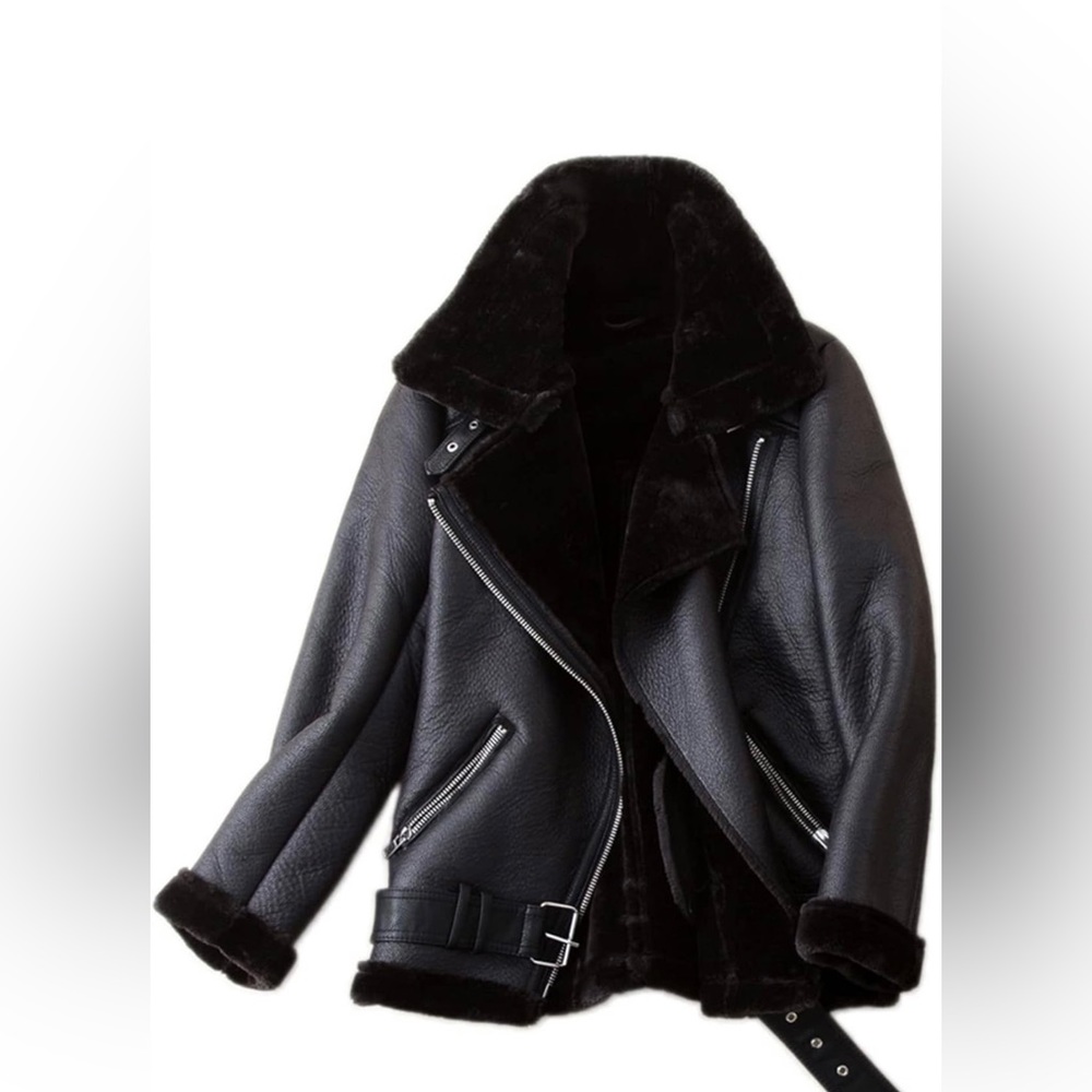 Faux leather-fur jacket